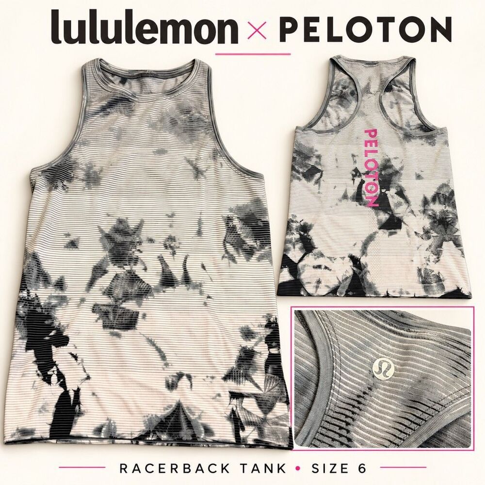 Lululemon x Peloton Gray Tie-Dye Racerback Tank Size 6 / Small